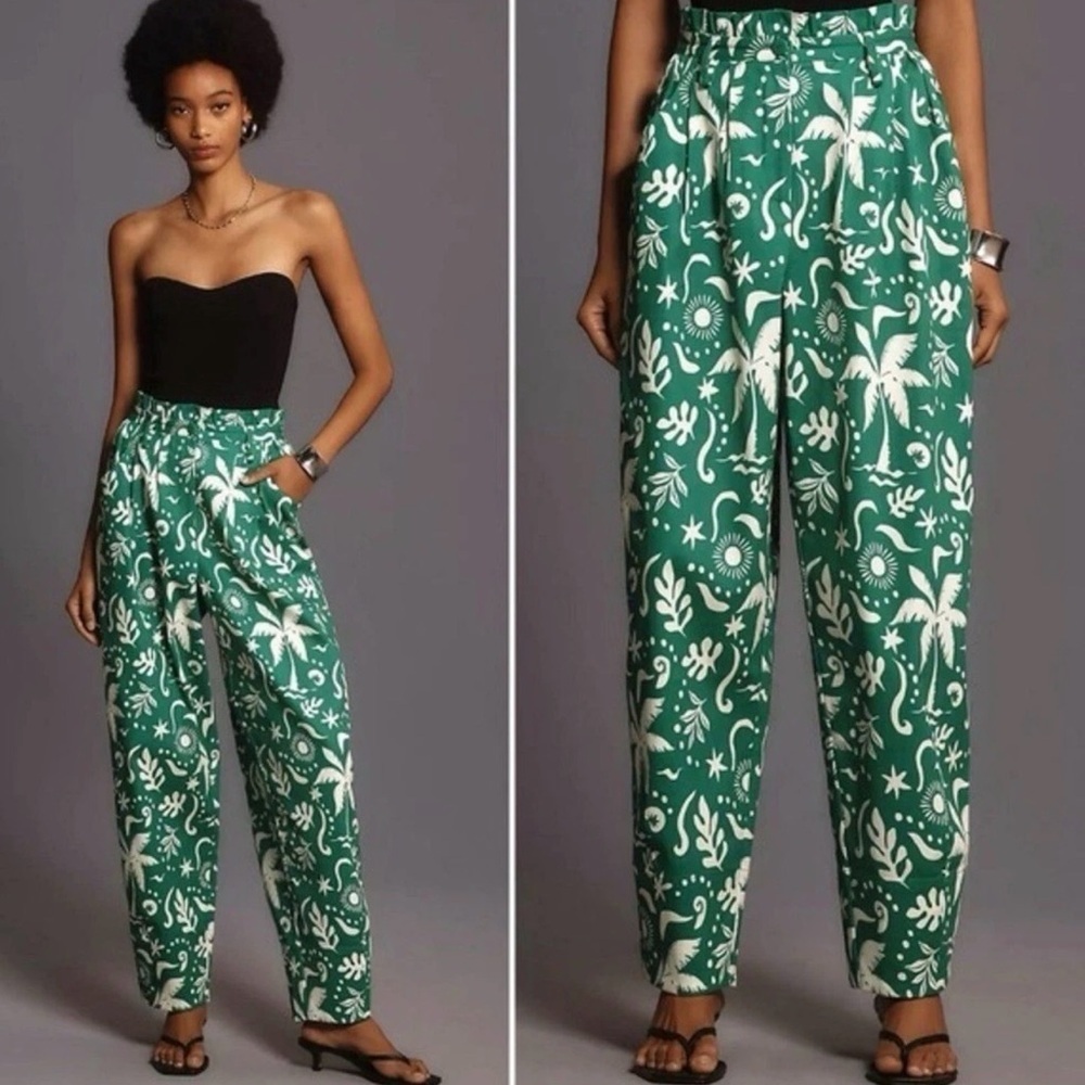 Anthropologie Corey Lynn Calter Paperbag Barrel Pants Printed Tropical LP NWT